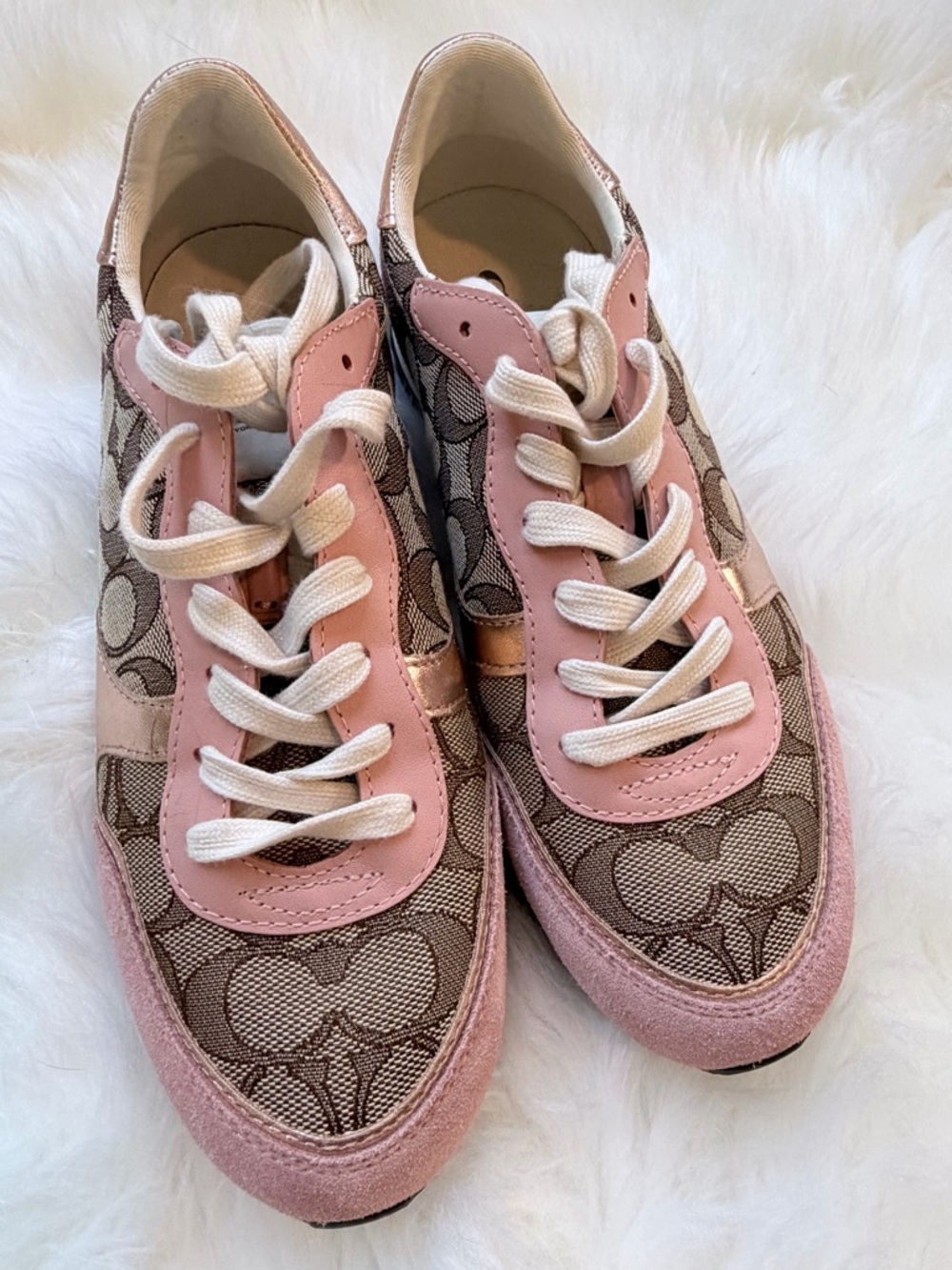 Coach Pink Logo-Print Low-Top Sneakers